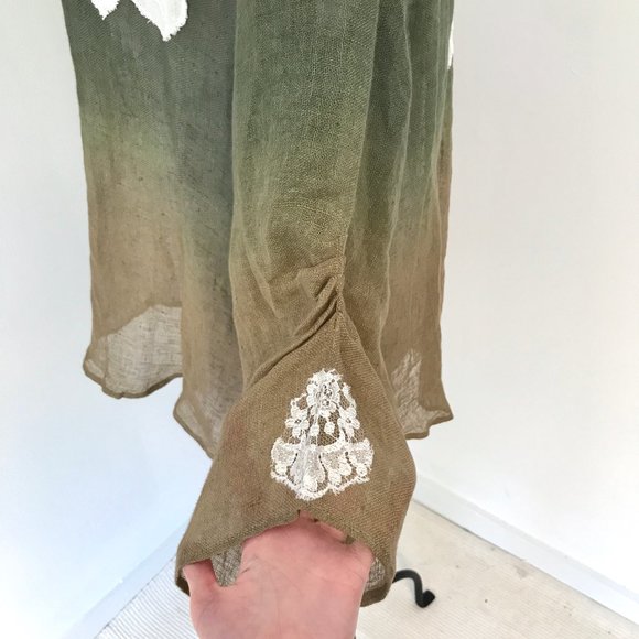 Vanita Rosa OS French Linen Ombre Lace Floral Top - Picture 5 of 9